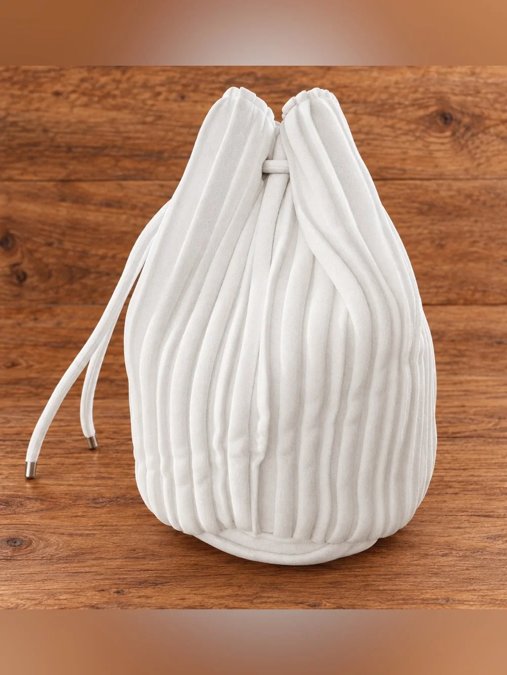 Christian Dior Beauty White Pleated Drawstring Mini Bucket Bag Pouch GWP